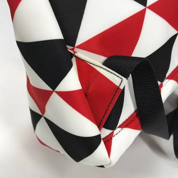 PRADA triangle logo plate Signeau print bag Backpack Nylon Red/White x Black - Picture 7 of 16